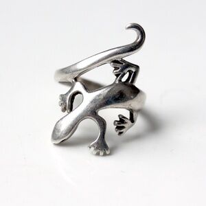 Ring Bague lizard lézard gecko  argent sterling silver 925 size 6.5